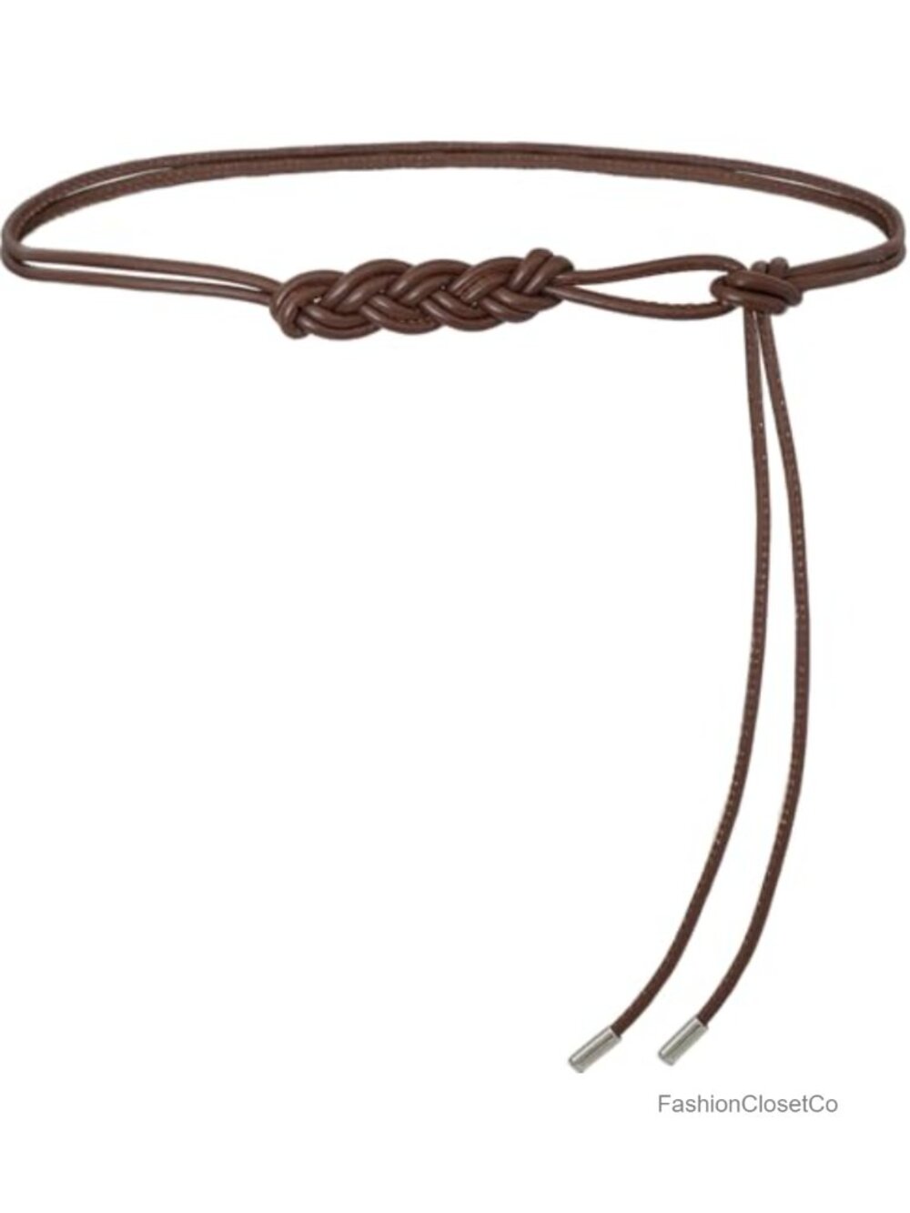 Women's PU Leather Skinny Belt Boho Double Knotted Waist Belts